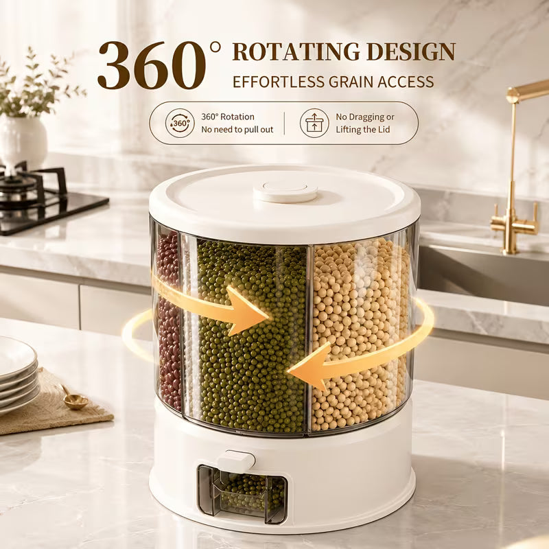 360° Rotating Dry Food Dispenser – Smart Kitchen Storage Organizer